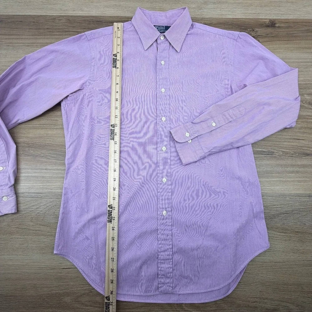 Polo Ralph Lauren Andrew Men Dress Shirt Purple 15.5‎ 34/35 Preppy Striped